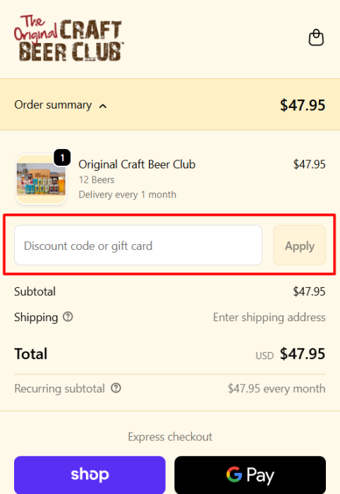 Where to enter Craft Beer Club promo code How to use Craft Beer Club promo code