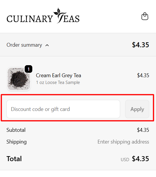 Where to enter Culinary Teas promo code How to use Culinary Teas promo code