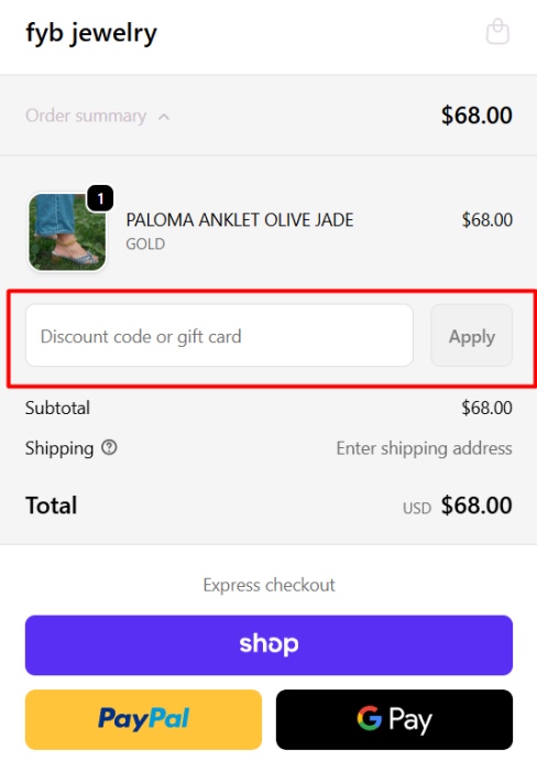 How to use FYB Jewelry promo code