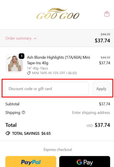 How to use GOO GOO Hair promo code