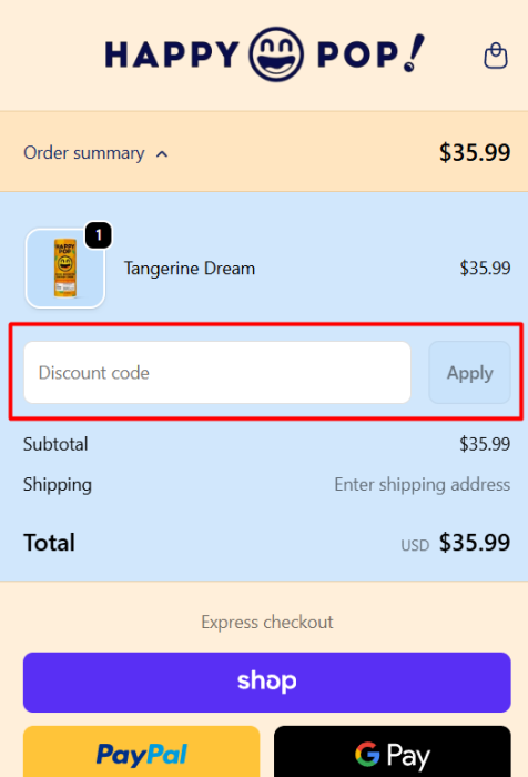 How to use HAPPY POP promo code