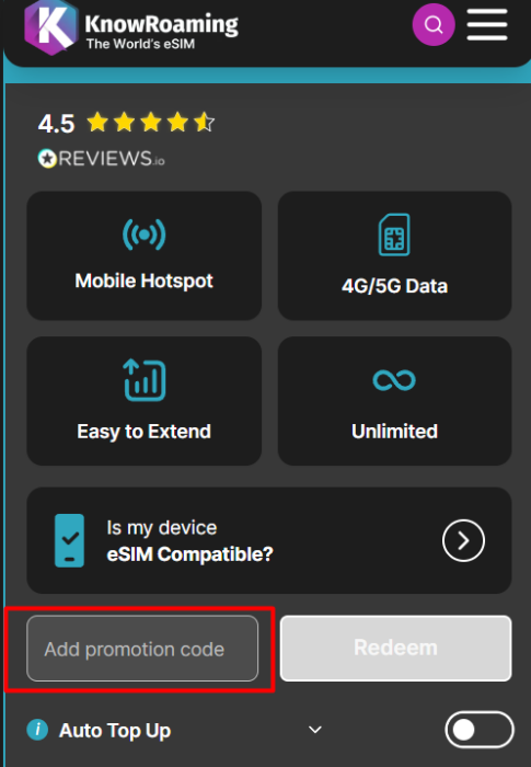 How to use KnowRoaming promo code