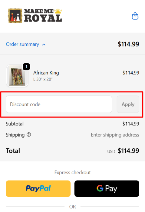 How to use Make Me Royal USA promo code