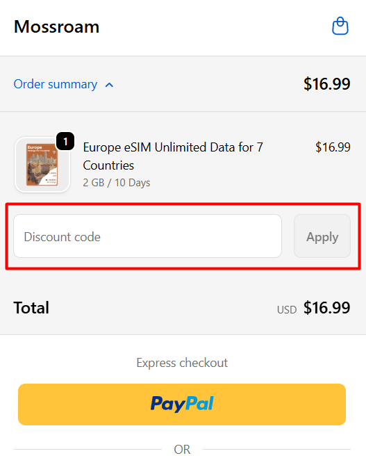 How to use Mossroam promo code