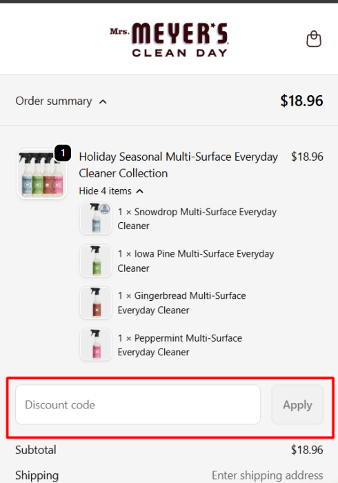 How to use Mrs. Meyer's Clean Day promo code