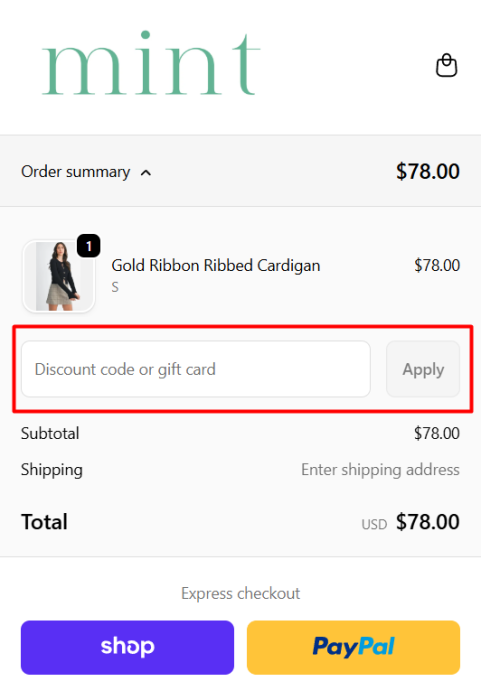 How to use Shop Mint promo code