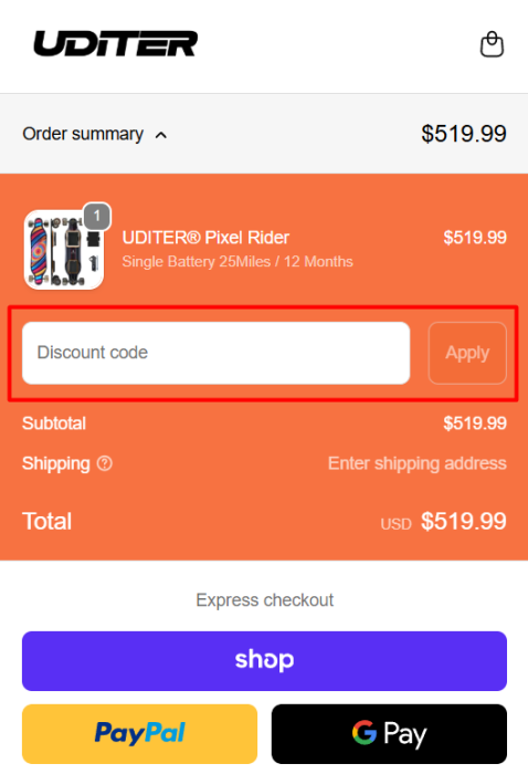 How to use Uditerboard promo code
