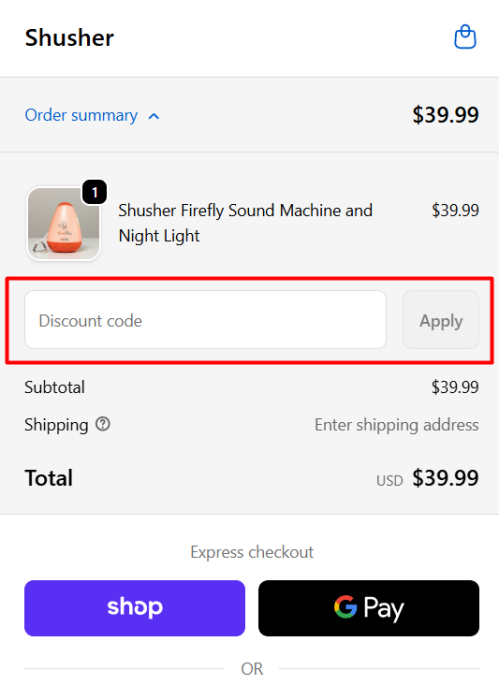 How to use Baby Shusher promo code