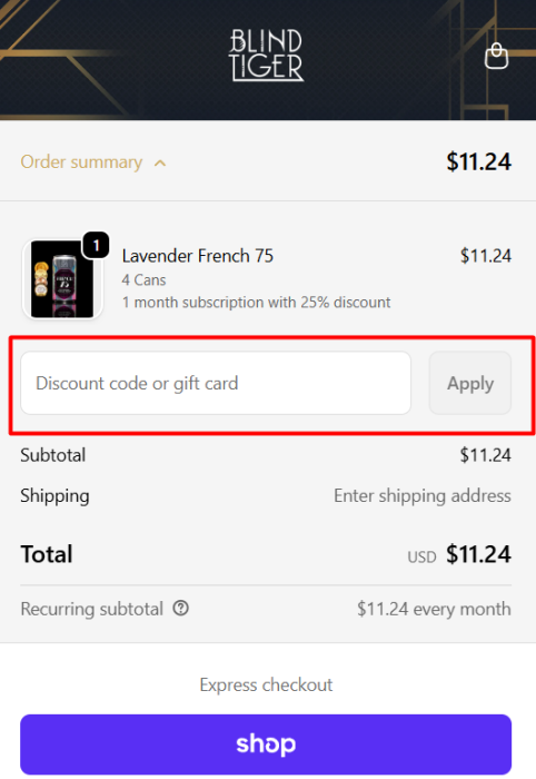 How to use Blind Tiger Spirit-Free promo code