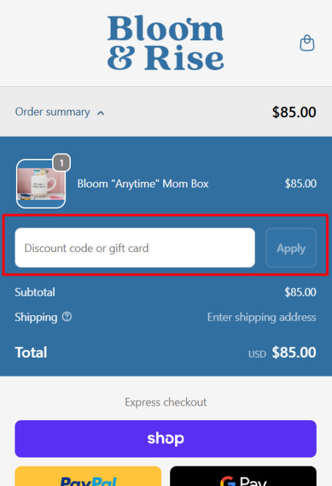 How to use Bloom and Rise promo code