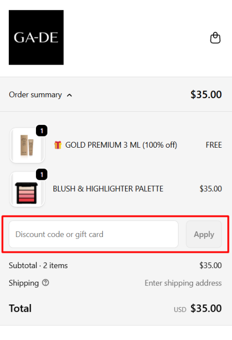 How to use GA-DE Cosmetics promo code