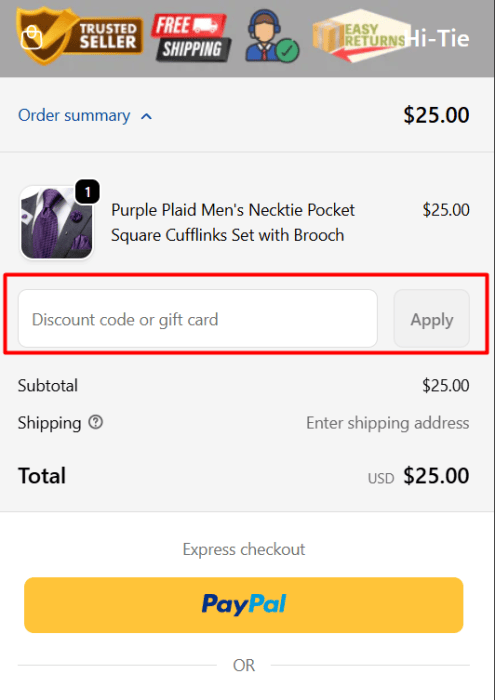 How to use Hi-Tie promo code
