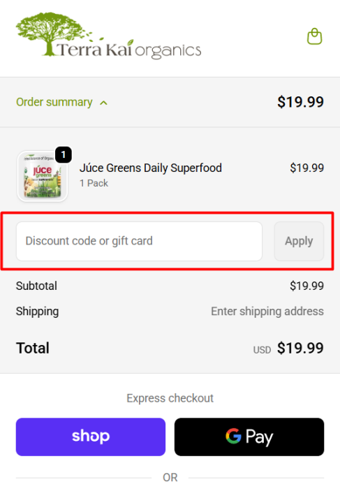 How to use Juce Organics promo code