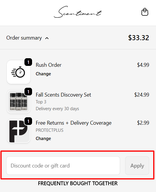 How to use Scentiment promo code