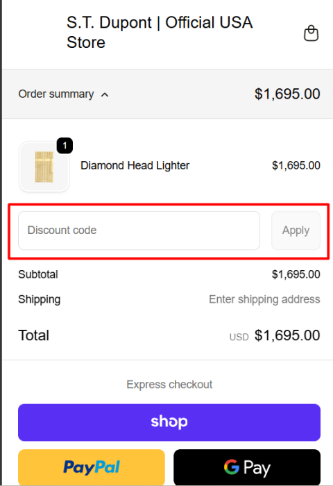 How to use S.T. Dupont promo code