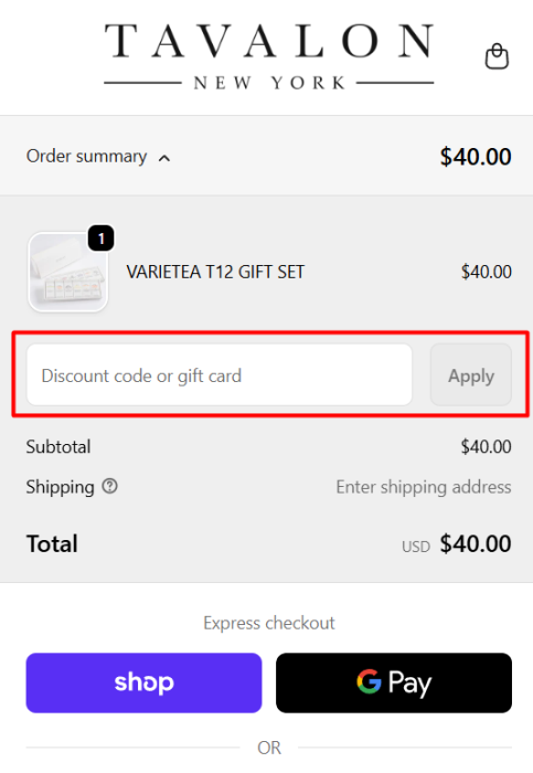 How to use Tavalon promo code