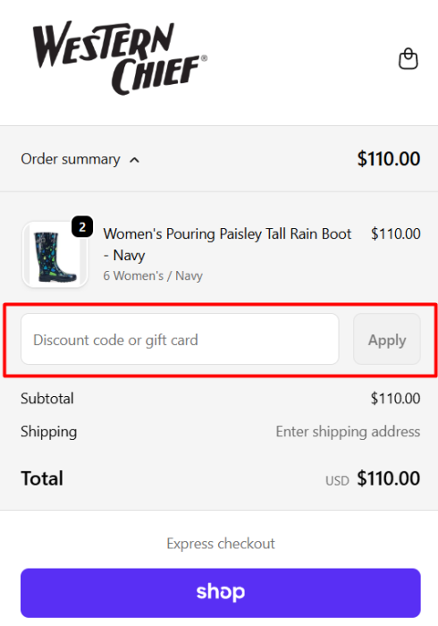 How to use Western Chief promo code