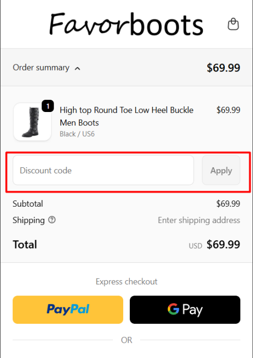 How to use Favorboots promo code