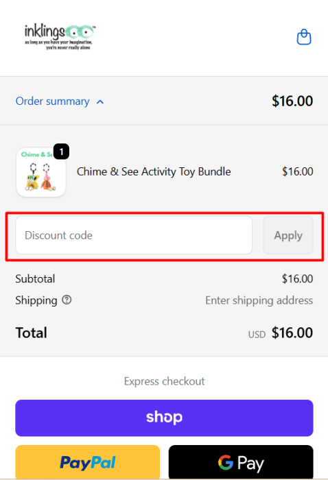 How to use Inklings Baby promo code