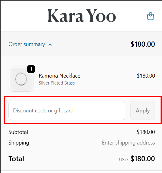 Where to enter Kara Yoo Jewelry promo code How to use Kara Yoo Jewelry promo code
