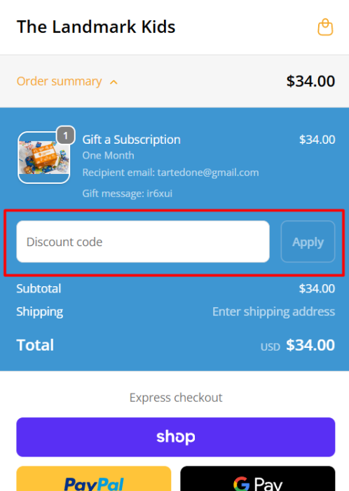 How to use The Landmark Kids promo code