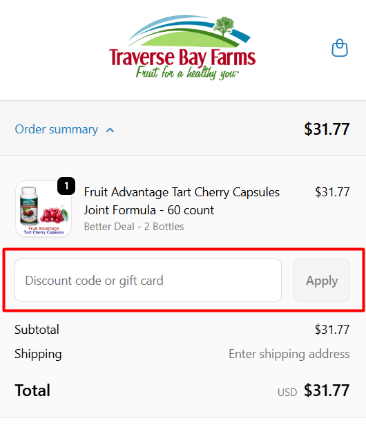 How to use Traverse Bay Farms promo code