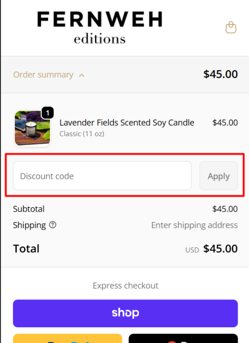 How to use Fernweh Editions promo code