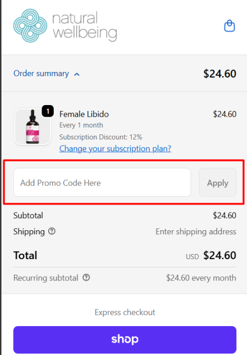 How to use Natural Wellbeing promo code