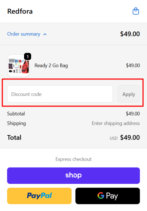 How to use Redfora promo code