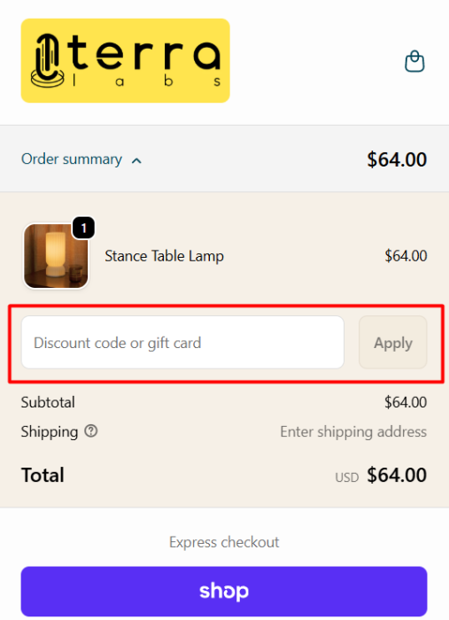 How to use Terra Labs promo code