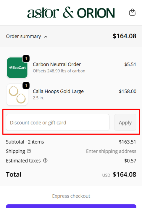 Where to enter Astor & Orion promo code How to use Astor & Orion promo code