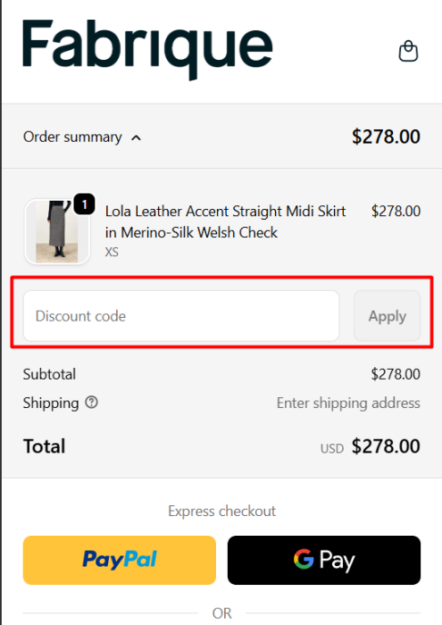 How to use Fabrique promo code