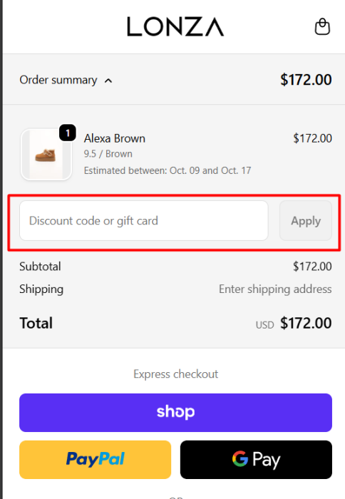 How to use Lonza Shoes promo code