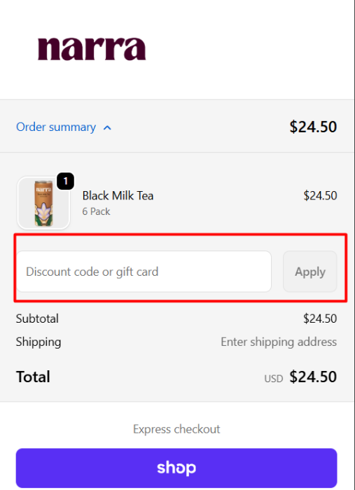 How to use Narra promo code