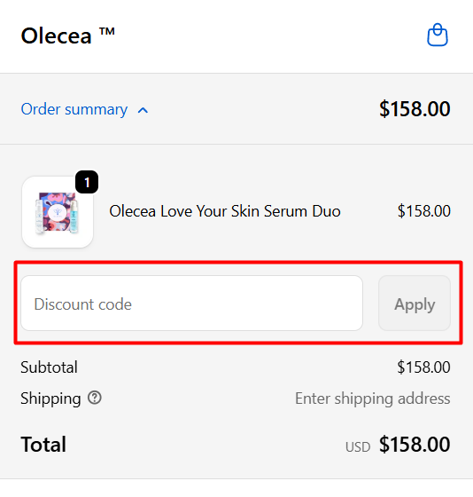 How to use Olecea promo code