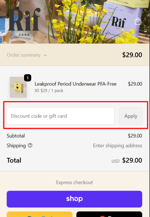 How to use Rif Care promo code
