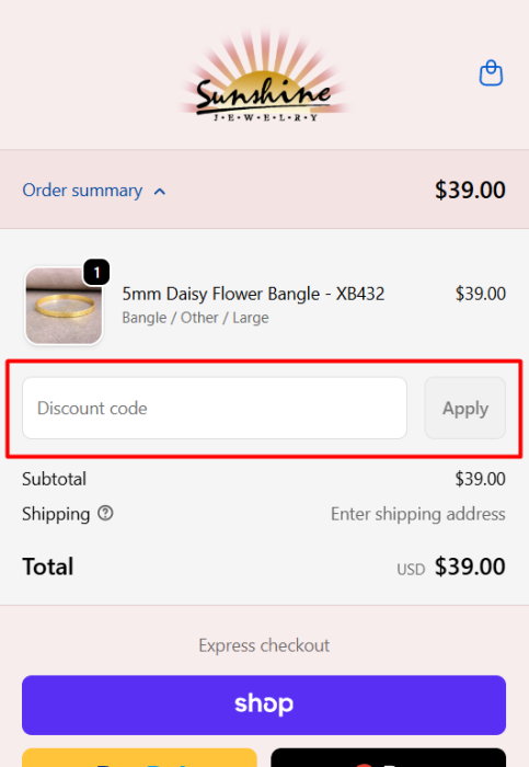 Where to enter Sunshine Jewelry promo code How to use Sunshine Jewelry promo code