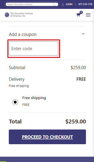 Where to enter The Securities Institute of America promo code How to use The Securities Institute of America promo code