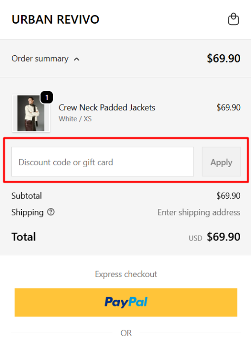 How to use URBAN REVIVO promo code
