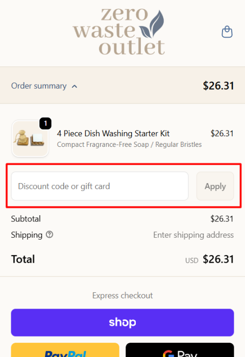 How to use Zero Waste Outlet promo code