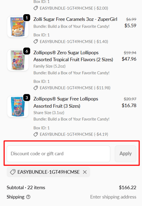 How to use Zolli Candy promo code