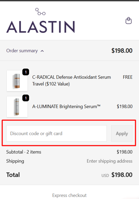 How to use ALASTIN Skincare promo code