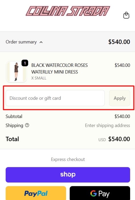 How to use Collina Strada promo code