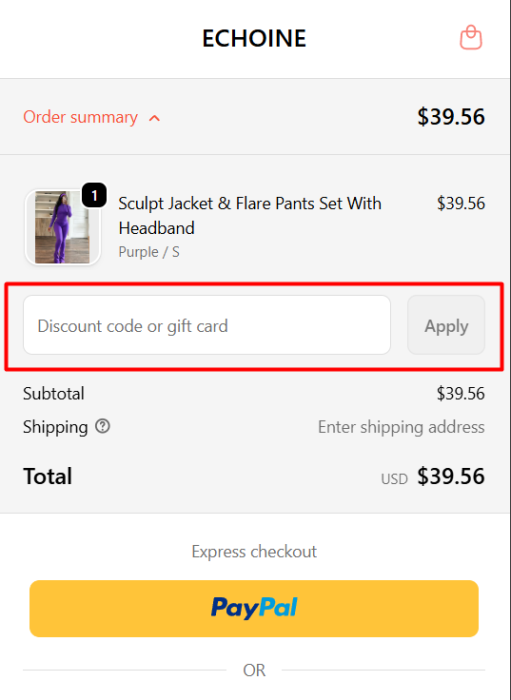 How to use Echoine promo code