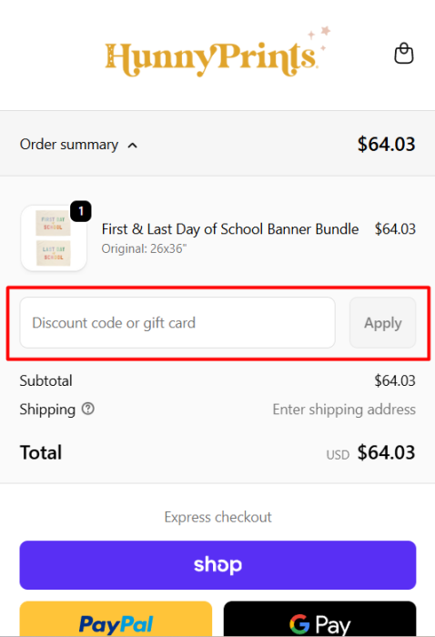 How to use Hunny Prints promo code