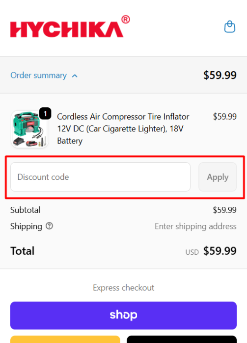 How to use HYCHIKA promo code