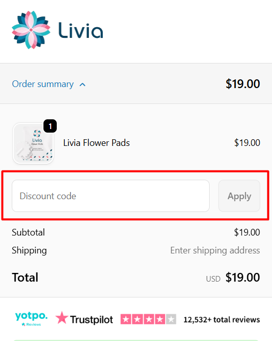 How to use Livia promo code