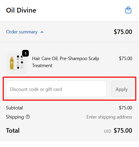 How to use Oil Divine promo code