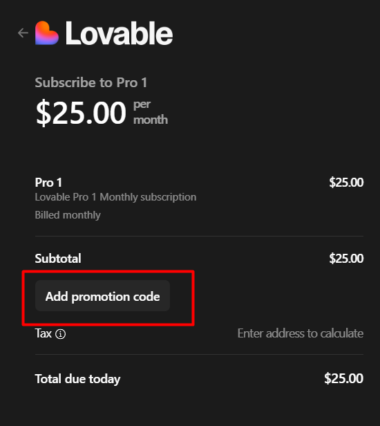 How to use Lovable promo code