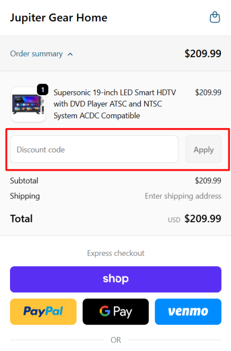 How to use JupiterGearHome promo code